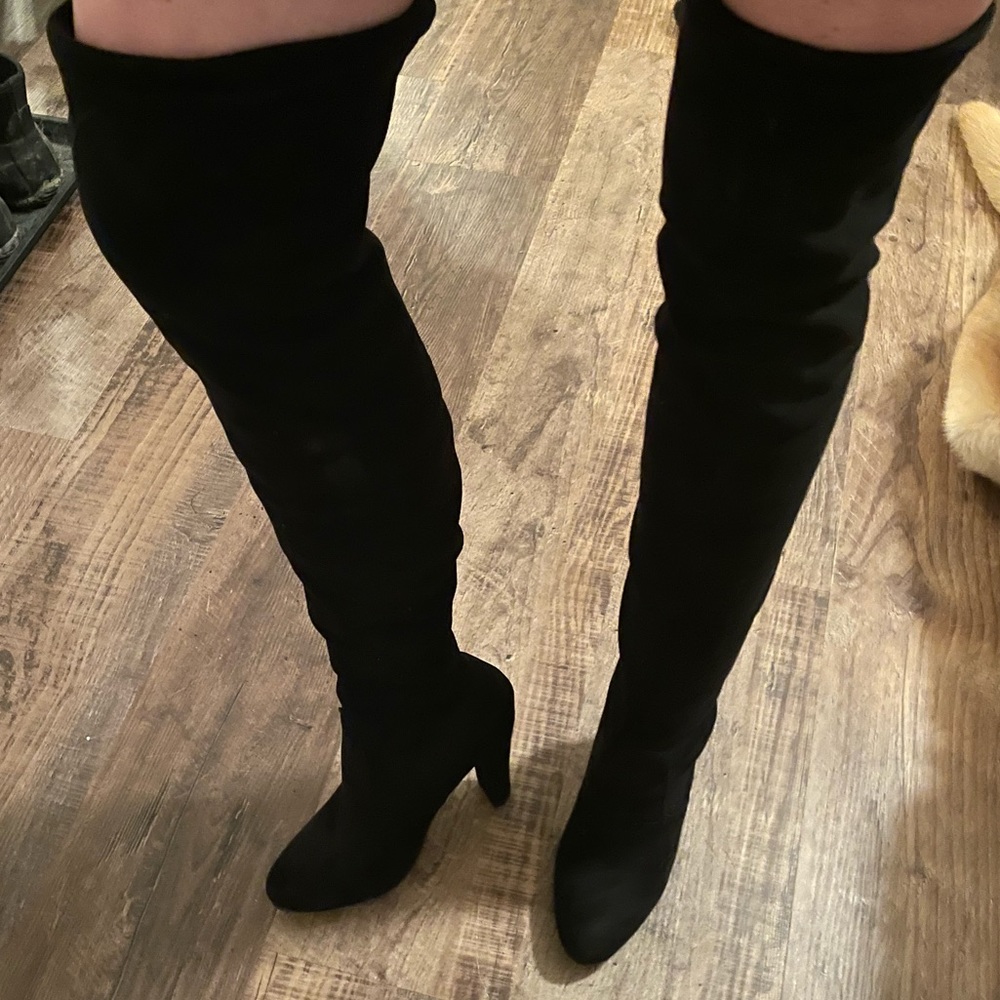 Black thigh high boots